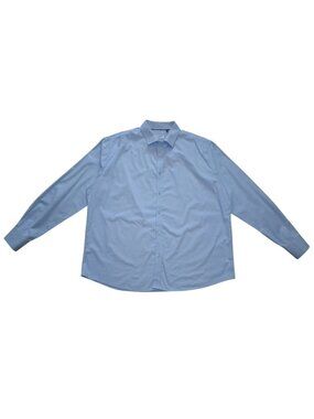 Alex Vando Men's Button-Up Dress Shirt XXL Light Blue Long Sleeve Stretch